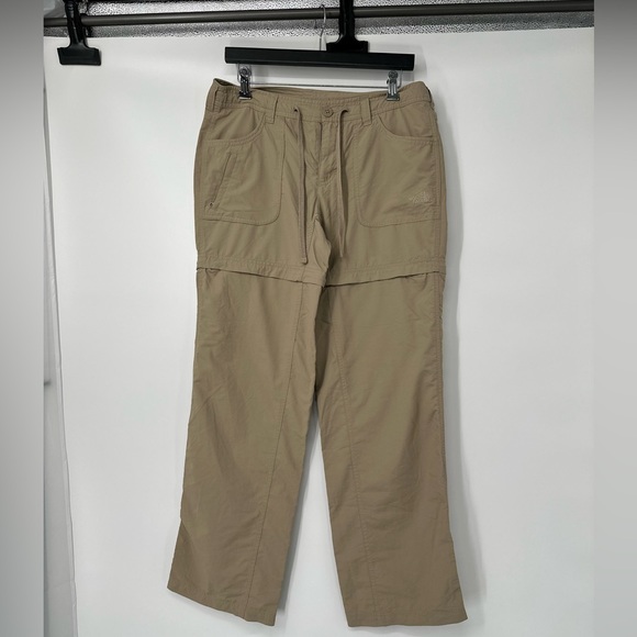 North Face Zip-off Convertable Pants - Women's SIZE 8 beige tan nylon pants - Picture 2 of 13